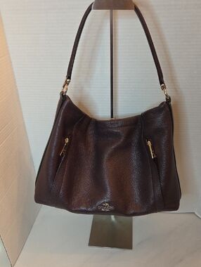 Coach Scout Hobo Bag In Dark Brown Pebbled Leather. Style 24770